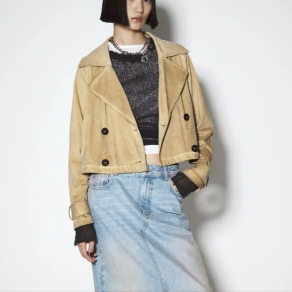 Zara Jackets Coats Zara Faux Suede Cropped Trench Jacket